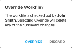 Screenshot of the Override Workfile prompt.